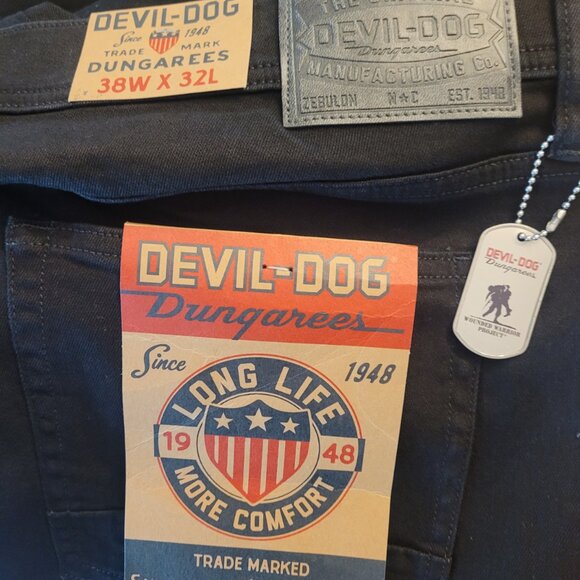 NEW DEVIL-DOG DUNGAREES Relaxed Fit Slraight Leg Men's Jeans Black Size 38 x32 - Picture 10 of 10